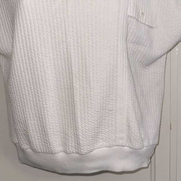 Vintage 70s/80s Catalina White Textured Cap Sleeve V Neck Top with Ribbed Hem - Picture 3 of 8